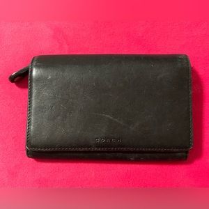 COACH vintage unisex folding wallet BLACK LEATHER